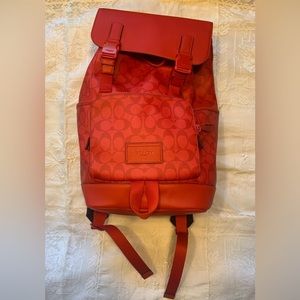 Coach QB Miami Red Track Backpack Signature🔥 NEW